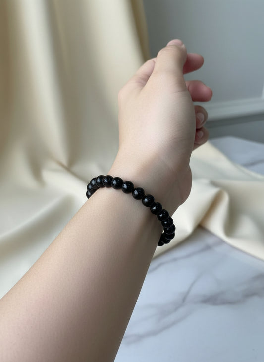 Black Obsidian Protection Bracelet – Natural Crystal for Negativity Shield & Grounding Reiki-Charged