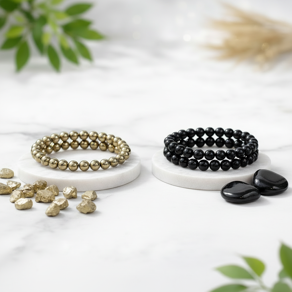 Richie Rich Combo   (Pyrite bracelet + Black Obsidian Bracelet)