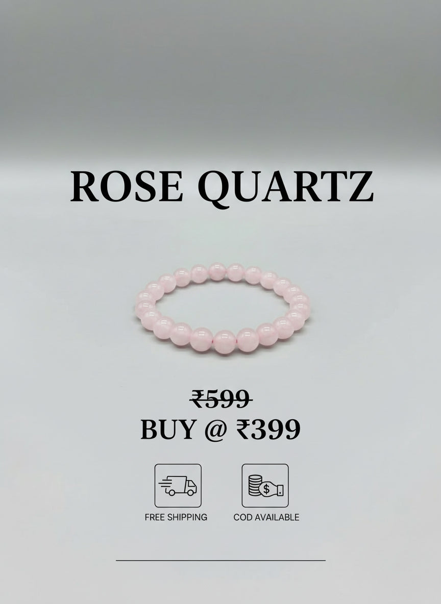 Rose Quartz Healing Bracelet – Crystal of Love, Peace & Emotional Healing (Reiki Charged)