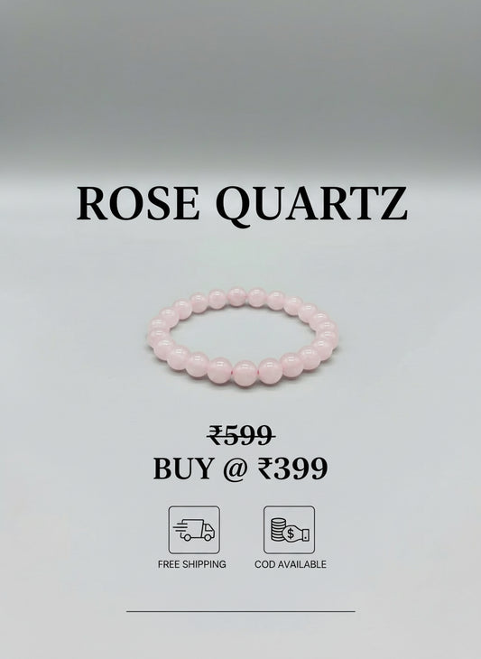 Rose Quartz Healing Bracelet – Crystal of Love, Peace & Emotional Healing (Reiki Charged)