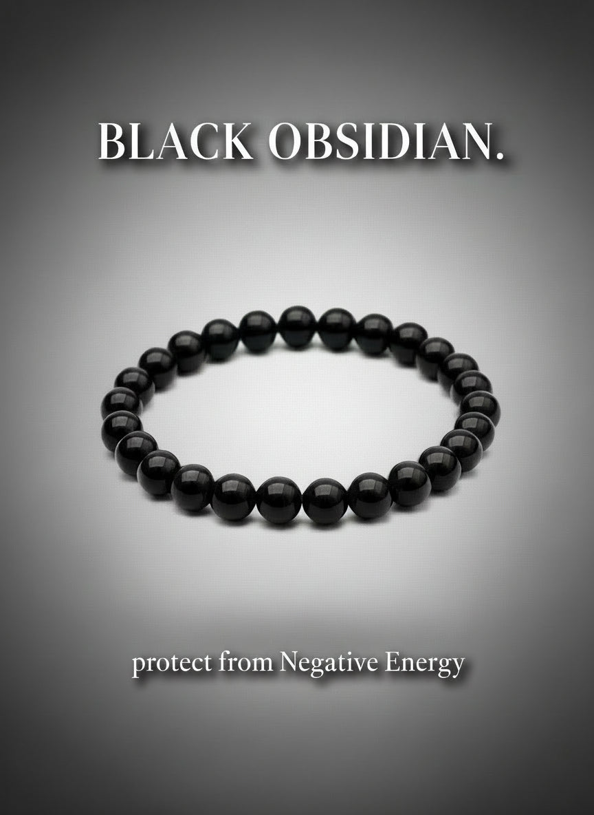 Black Obsidian Protection Bracelet – Natural Crystal for Negativity Shield &amp; Grounding Reiki-Charged
