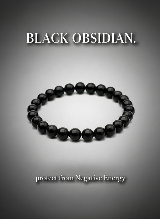 Black Obsidian Protection Bracelet – Natural Crystal for Negativity Shield &amp; Grounding Reiki-Charged