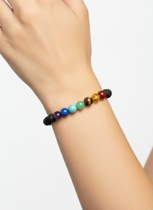 Seven Chakra Healing Bracelet – Natural Crystal Stones for Balance, Positivity & Energy Alignment