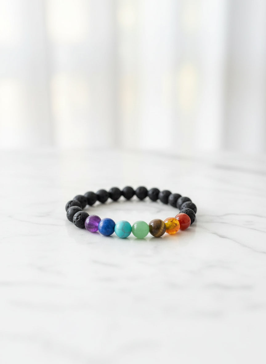 Seven Chakra Healing Bracelet – Natural Crystal Stones for Balance, Positivity & Energy Alignment