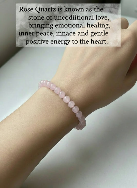 Rose Quartz Healing Bracelet – Crystal of Love, Peace & Emotional Healing (Reiki Charged)