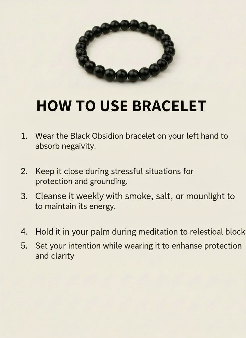 Black Obsidian Protection Bracelet – Natural Crystal for Negativity Shield &amp; Grounding Reiki-Charged
