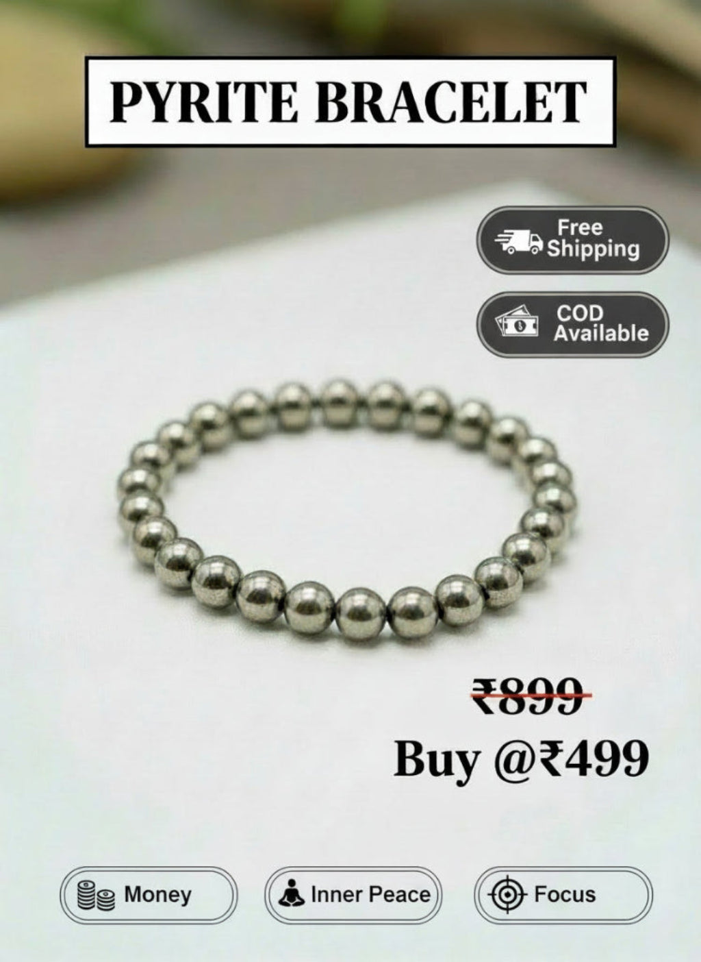 Pyrite Money Bracelet – For Wealth & Abundance